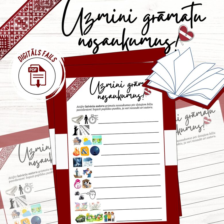 Latvijas spēle "Uzmini grāmatu nosaukumus", digitāls PDF fails